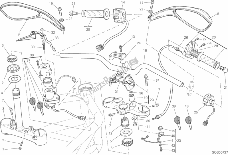 Tutte le parti per il Manubrio del Ducati Monster 795 ABS Red Stripe CHN-Thailand 2015